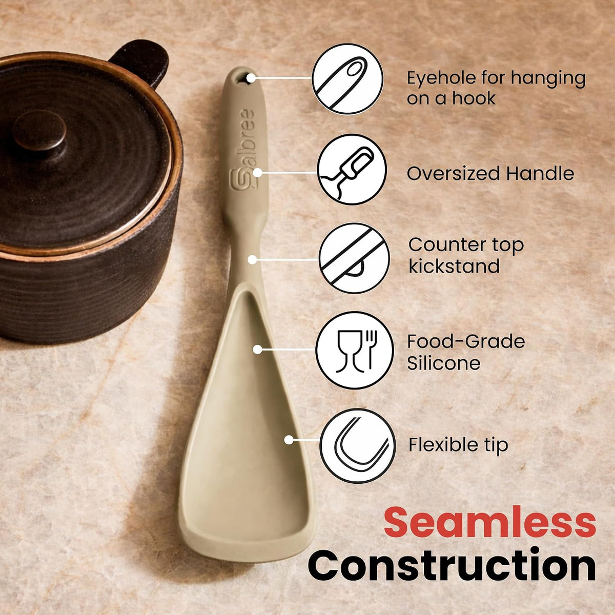 Salbree Seamless Silicone Spatula Spoon Multifunction Scoop Kitchen Spoon