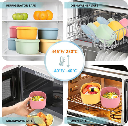 4 Pcs Silicone Food Storage Containers with Lids，BPA Free Reusable Silicone Storage Containers for Food Freezer Containers Freezer Dishwasher Safe (33.8oz, 20oz, 10oz, 6.7oz)