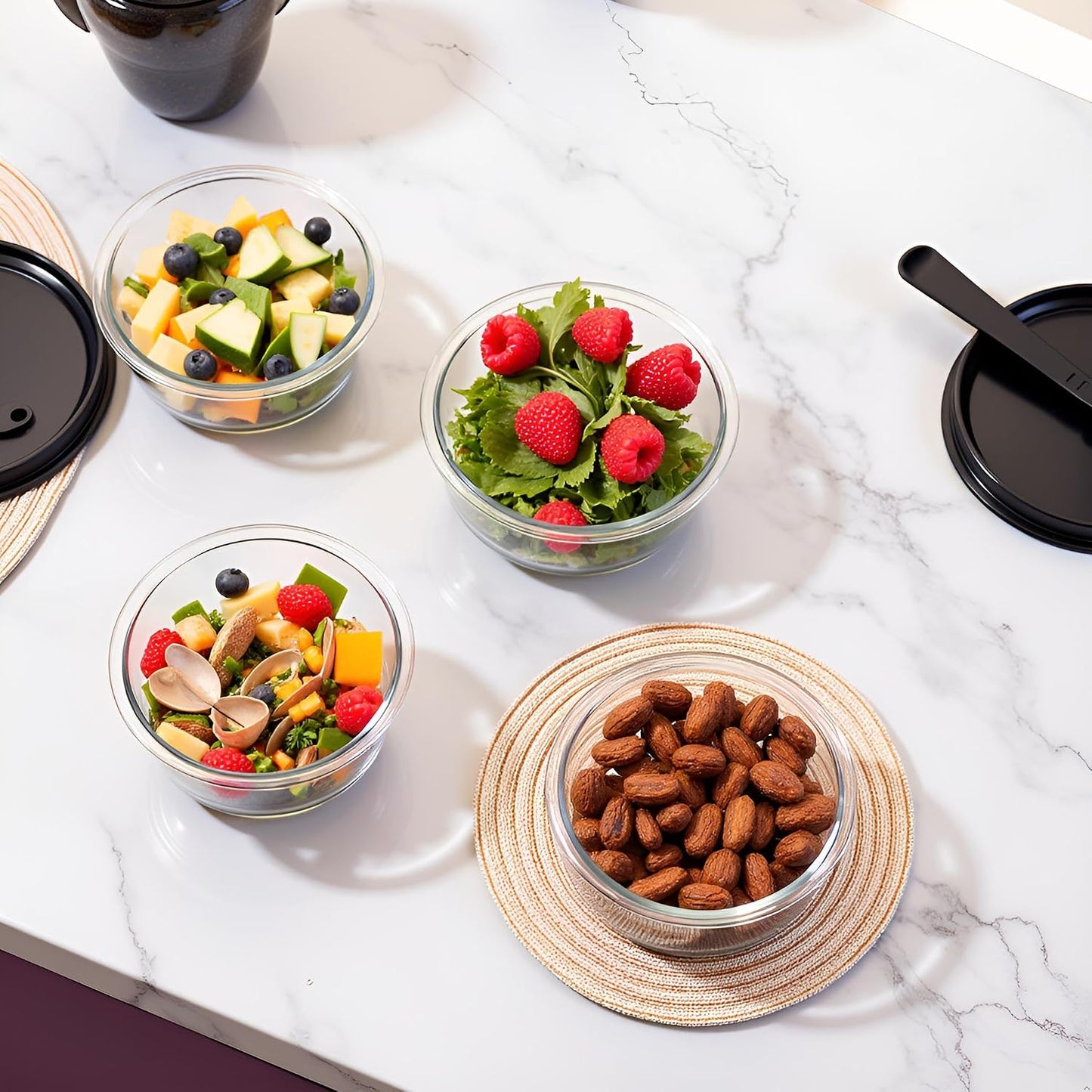 8 Pcs Square Glass Food Storage Container with Lids, 16OZ Square Glass Meal Prep Containers Set, 2 Cup glass Food Storage for Lunch Salad, Microwave, Oven, Freezer, Dishwasher Safe (4 Pack)