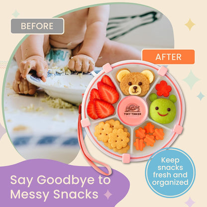 Snack Container for Toddlers with Lid, 5-Compartment BPA-Free Toddler Snack Spinner – Non Toxic, Leak-Proof, Easy Open, Dishwasher Safe Travel Snack Box for Toddlers (Mint Green)