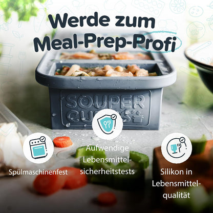 Souper Cubes 1 Cup Silicone Freezer Molds - Soup Cubes Perfect for Freezing Broth, Rice, Leftovers and More - Silicone Freezer Trays with Lids for Meal Prep - Aqua - 1-Pack