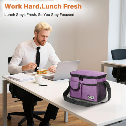 Tirrinia Insulated Lunch Bag for Women Men, Leakproof Lunch Box Containers for Adult, Work, School, Soft Lunchbox for Kids,Boys, Adult Cooler Bag for Picnic Hiking Beach,Charcoal