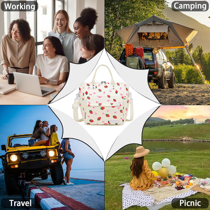TuErCao Small Lunch Bag Lightweight Insulated Lunch Box for Women Work Portable Soft Cooler for Picnic Travel Road Trips, Loncheras para Mujer, Black