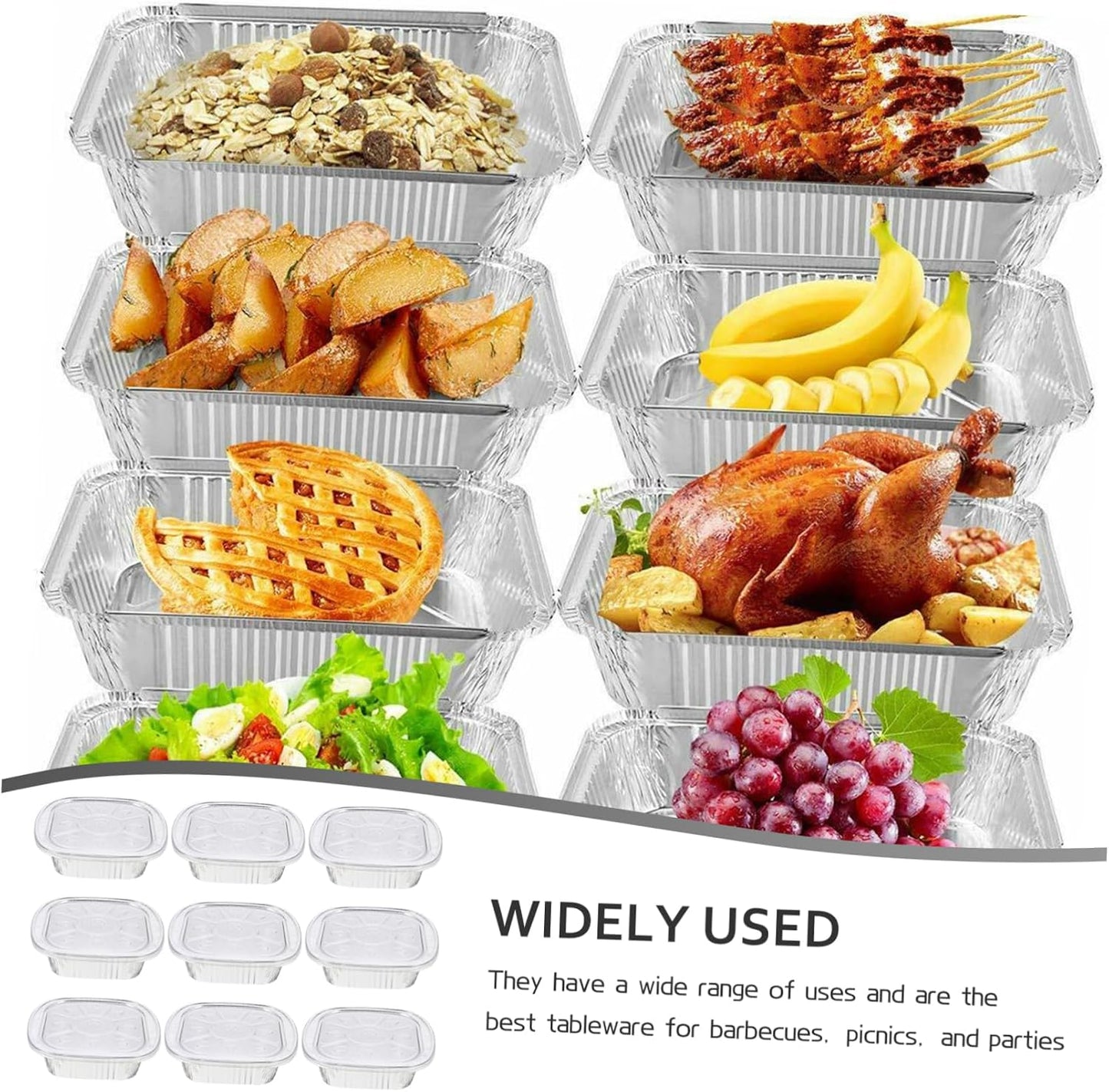 10Sets Aluminum Foil Food Storage Boxes with Lids Versatile Grill Tray Air Fryer Baking Pans for Bbq Meal Prep and Catering Events Stackable Design