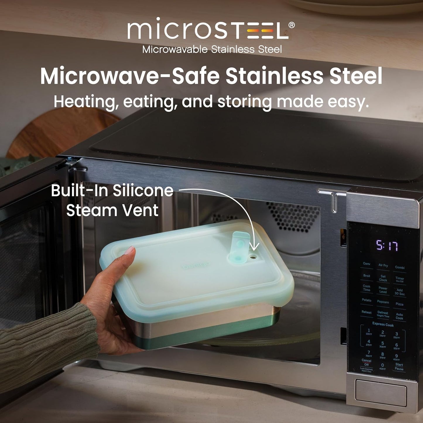 Bentgo MicroSteel Heat & Eat Container – Microwave-Safe, Leak-Proof & Airtight, Easy-to-Clean Lightweight Stainless Steel Reusable Food Storage with Silicone Lid (Snack Size; 2-Cup Capacity; Rose)