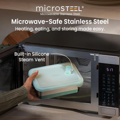 Bentgo MicroSteel Heat & Eat Container – Microwave-Safe, Leak-Proof & Airtight, Easy-to-Clean Lightweight Stainless Steel Reusable Food Storage with Silicone Lid (Snack Size; 2-Cup Capacity; Rose)