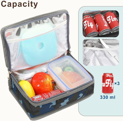 FlowFly Small Insulated Lunch box Portable Soft Bag Mini Cooler Thermal Meal Tote Kit with Handle for Work & School, Black