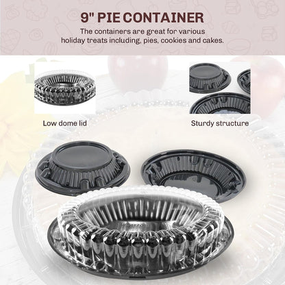 KitchenDance Combo Pack of Pie Pans with Carriers - 9 Inches Pie Pans with Low Dome Lid - 9 Inches Pie Pans with 9 Inches Pie Container - Baking Pan Perfect for Baking, Cooking - WJ40, 10 Count