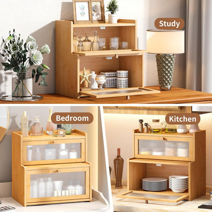 FILWH Bread Box for Kitchen Countertop Double Layer Large Corner Bread Box Capacity Bread Storage Bin Farmhouse Breadbox Container Organizer Cabinet Cupboard Black