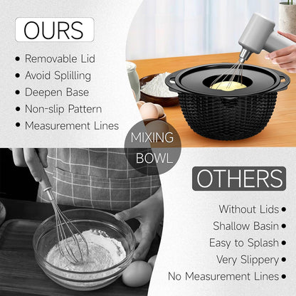 4-1 Colander with Bowl & Spoons Set - Rotatable Colander for kitchen with New Upgraded Graters, Food Strainer(Patented) for Pasta, Fruits, Vegetables, Funny Presents for Women, Beige
