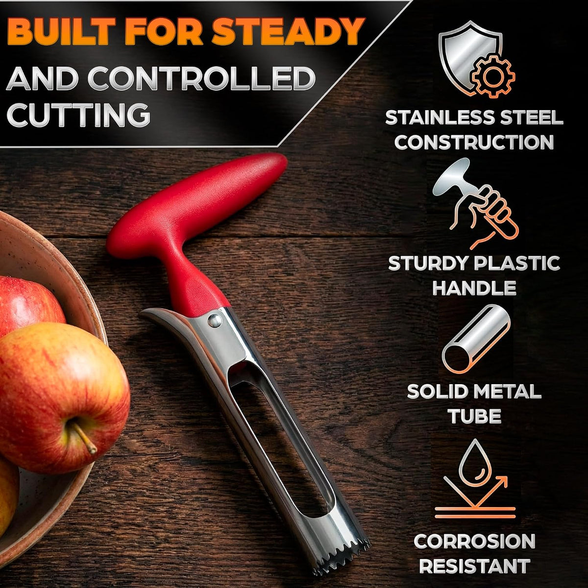 Watermelon Cutter Slicer Tool 2-in-1, Retractable Fork, 304 Steel