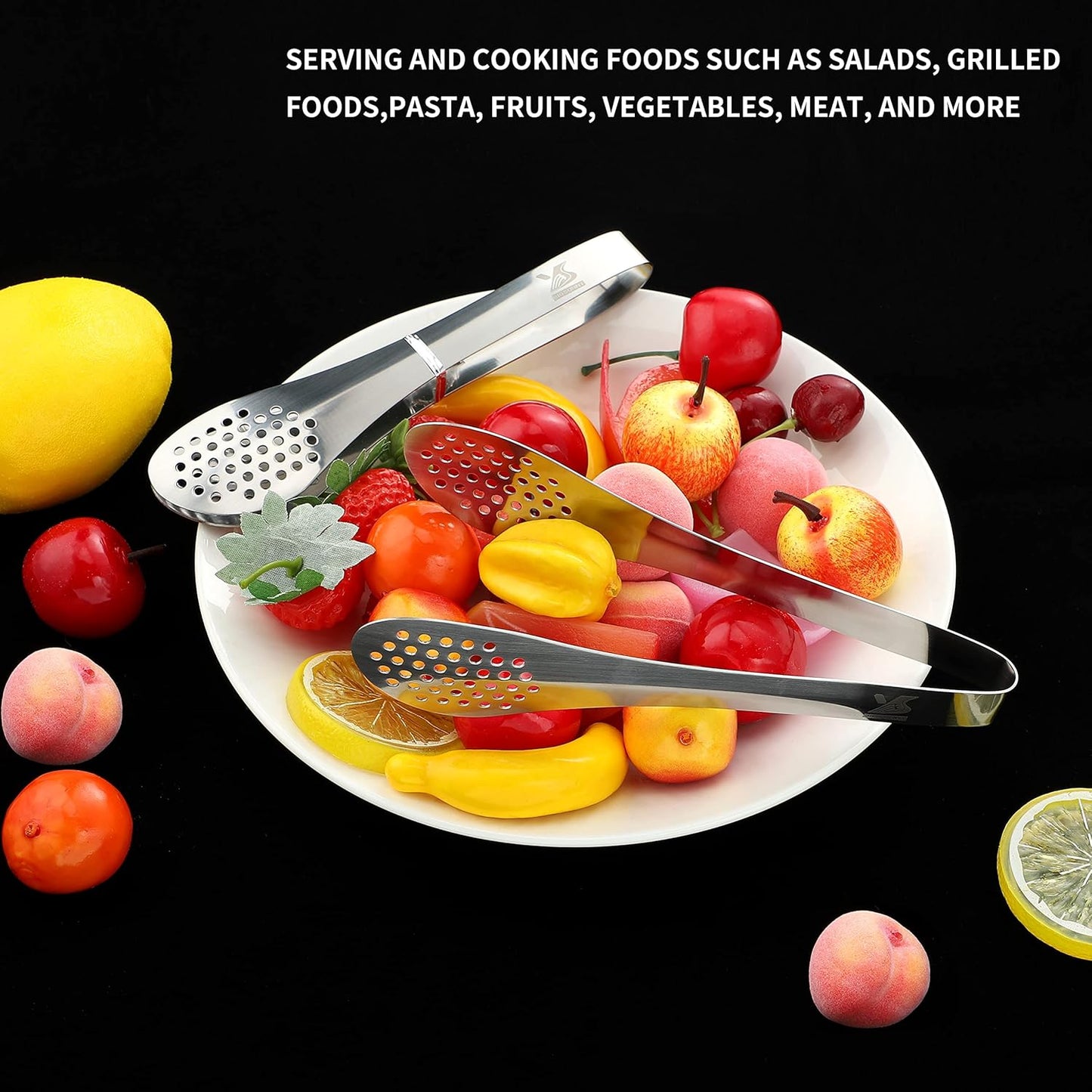 MSY BIGSUNNY Chef Kitchen Tongs Stainless Steel Food Serving Tongs Set Buffet tongs (silver 7" 9" & 11", 3 pack)