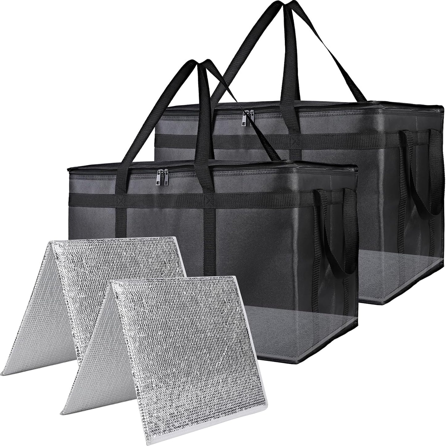 Bodaon Insulated Food Delivery Bag, XXXL Pizza Delivery Bags for Hot and Cold Food, Commercial, Large Capacity Reusable Warming Bag, Catering Cooler Bag for Rideshare, Warmers for Parties (Black, 1Pk)