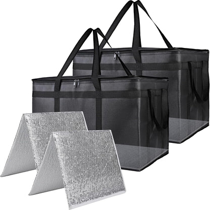 Bodaon Insulated Food Delivery Bag, XXXL Pizza Delivery Bags for Hot and Cold Food, Commercial, Large Capacity Reusable Warming Bag, Catering Cooler Bag for Rideshare, Warmers for Parties (Black, 1Pk)