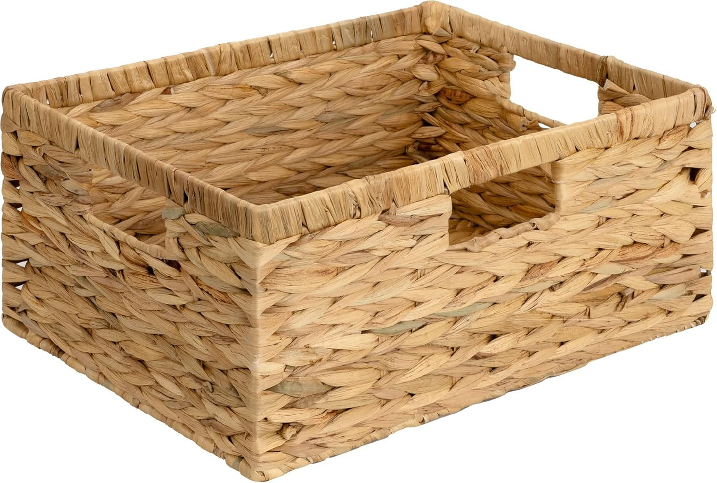 GRANNY SAYS Wicker Storage Baskets for Shelves, Water Hyacinth Basket with Scalloped Edge, Storage Wicker Baskets for Pantry, Large, 2-Pack