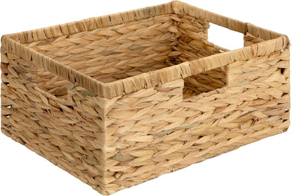 GRANNY SAYS Wicker Storage Baskets for Shelves, Water Hyacinth Basket with Scalloped Edge, Storage Wicker Baskets for Pantry, Large, 2-Pack