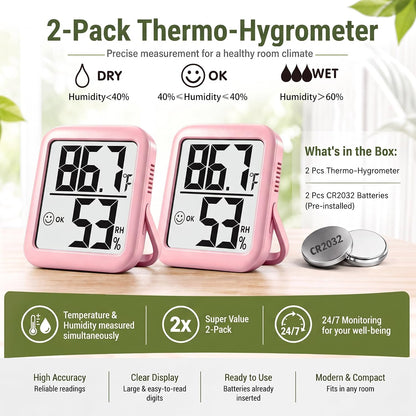 Antonki 2 Pack Room Thermometer Indoor Hygrometer