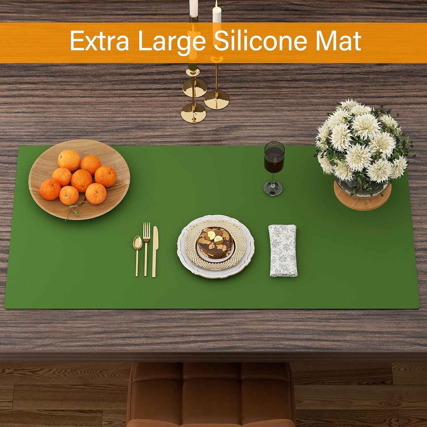 Food Grade Silicone Table Protector Mat 47x24 Inch, Heat Resistant Desk Pad for Baking/Painting/Resin/Welding, Non-Slip Waterproof Surface Easy Clean (3 Colors) (Gray)