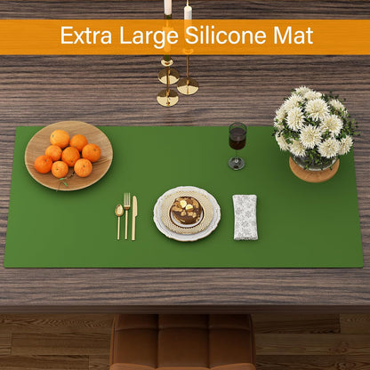 Food Grade Silicone Table Protector Mat 47x24 Inch, Heat Resistant Desk Pad for Baking/Painting/Resin/Welding, Non-Slip Waterproof Surface Easy Clean (3 Colors) (Gray)