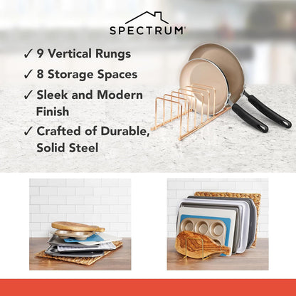 Spectrum Euro Kitchen Organizer for Cooking and Bakeware, Satin Nickel