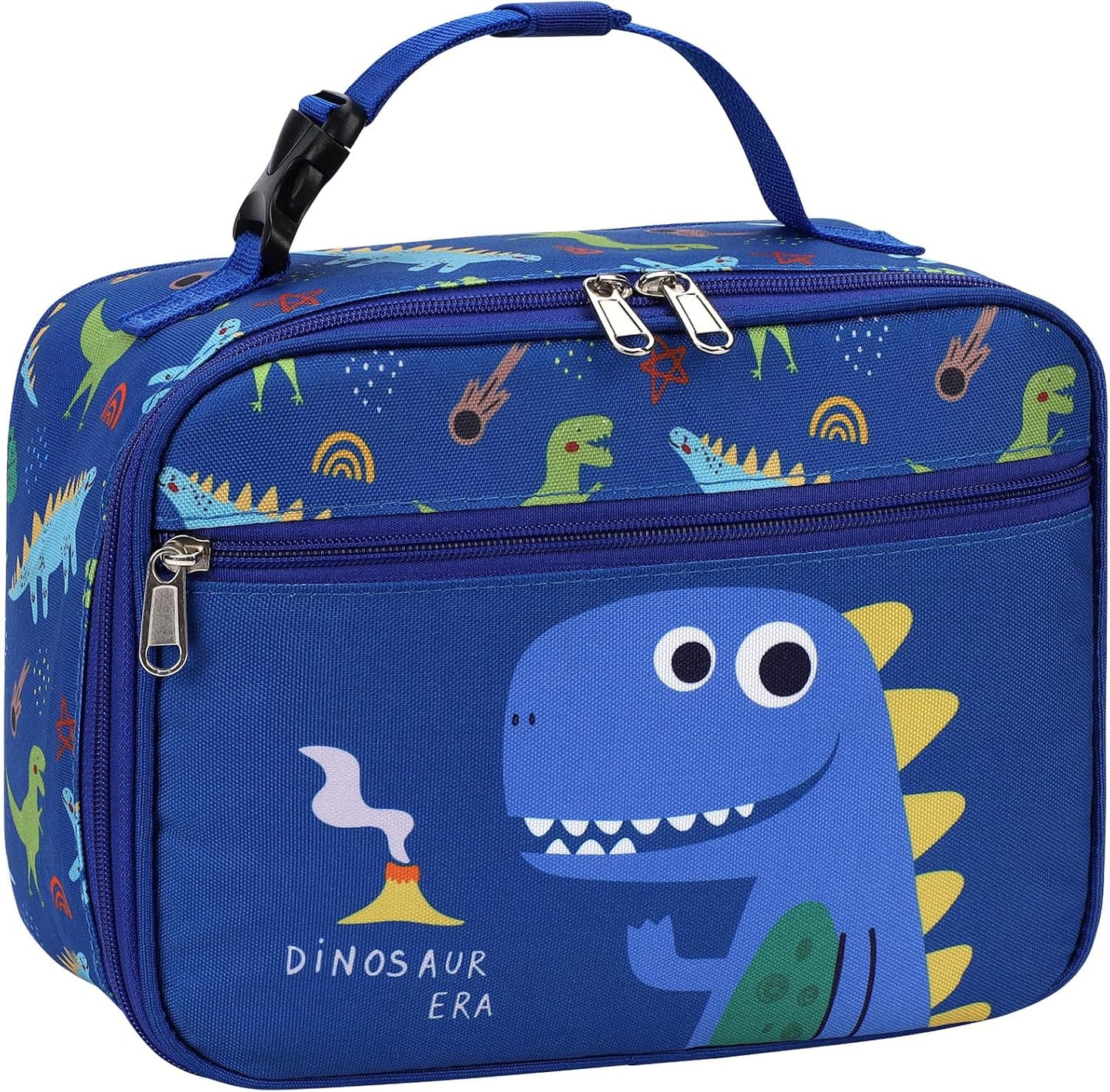 Kids Lunch Bag Boys - Insulated Kids Lunch Box Reusable Lunchbox with Water Bottle Holder Toddler Lunch Tote Bag for School Daycare, Black Dino Fossil