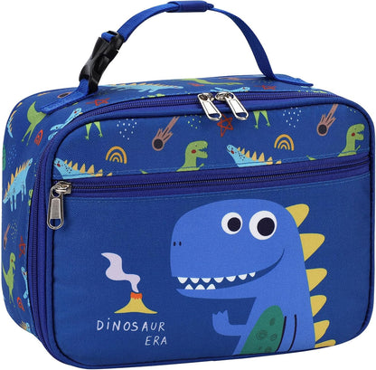 Kids Lunch Bag Boys - Insulated Kids Lunch Box Reusable Lunchbox with Water Bottle Holder Toddler Lunch Tote Bag for School Daycare, Black Dino Fossil