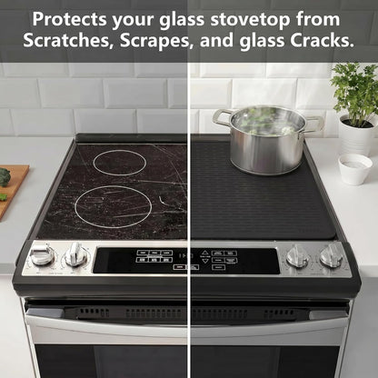 YUHFERA Stove Top Cover for Electric Stove - Silicone Stove Mat for Glass Top, Glass Cooktop Protector For Kitchen,Multi-functional Oven Covers for Electric Stove (Black,28 x 20)