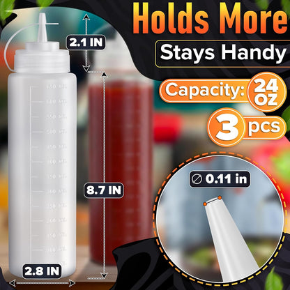 BURIUS Inverted Condiment Squeeze Bottles 16 oz for Sauces, Honey