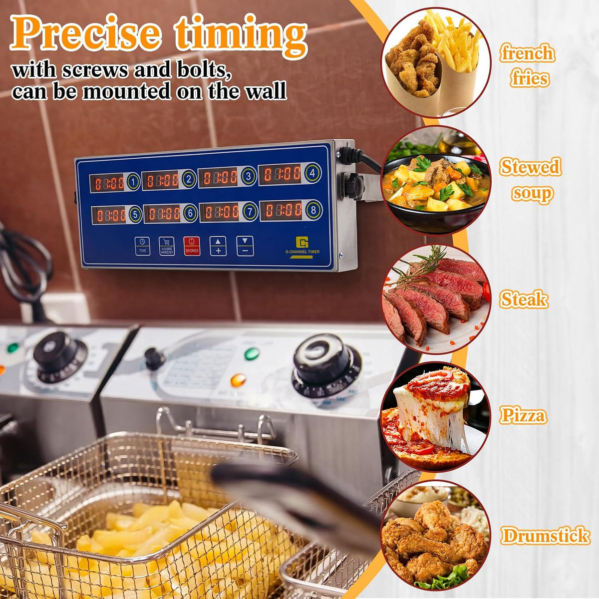 Relaxweex Commercial Digital Kitchen Timer for Cooking, 8 Channel
