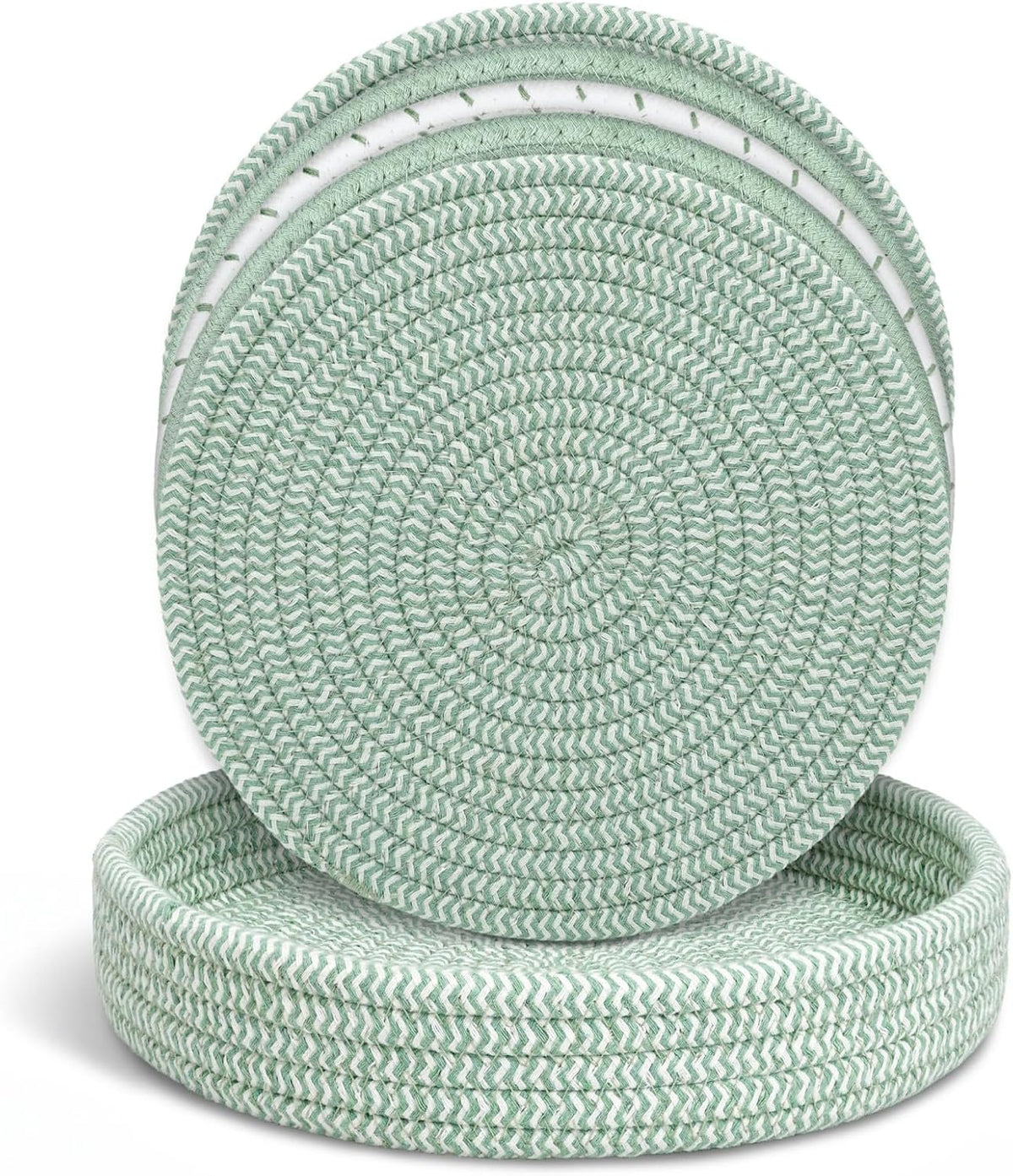 Large Trivets for Hot Dishes, Pots and Pans, Hot Pads with Storage Basket, Pot Holders for Kitchen, Heat Resistant Mats Protect Countertop, Coasters Set Home Essentials Farmhouse Decor 9 Inches 5Pcs