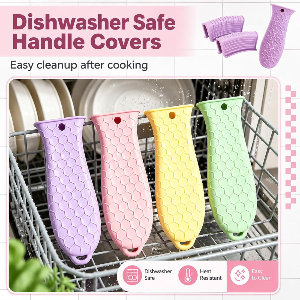 10Pcs Cast Iron Handle Cover, Silicone Pot Holders