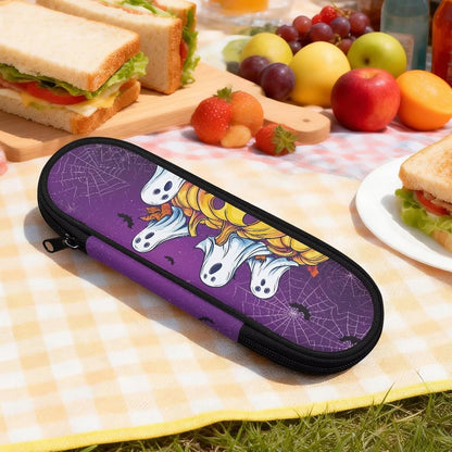 Travel Cutlery Set with Case for Kids Portable Utensil Case Reusable Silverware Pouch for School Travel Lunch Capybara Flower