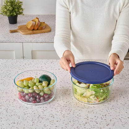 6-Piece Glass Food Storage Containers Set (3 Containers + 3 BPA-Free Lids) | 2-Cup, Leakproof | Microwave, Freezer, Oven & Dishwasher Safe | Ideal for Meal Prep & Pantry Organization, Pistachio