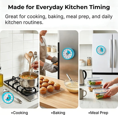 Searon Magnetic Kitchen Timer, 60-Minute Visual Dial (Blue)
