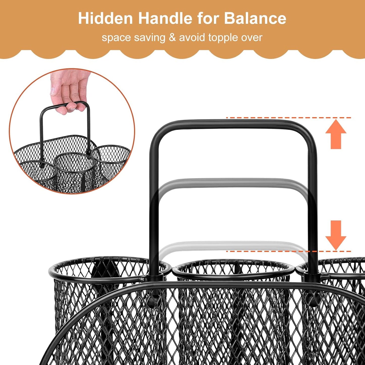 DTICON Utensil Organizer Silverware Caddy - Utensil Holder for Party Metal Cutlery Organizer Silverware Storage for Picnic Camping Buffet Kitchen Table (Black)