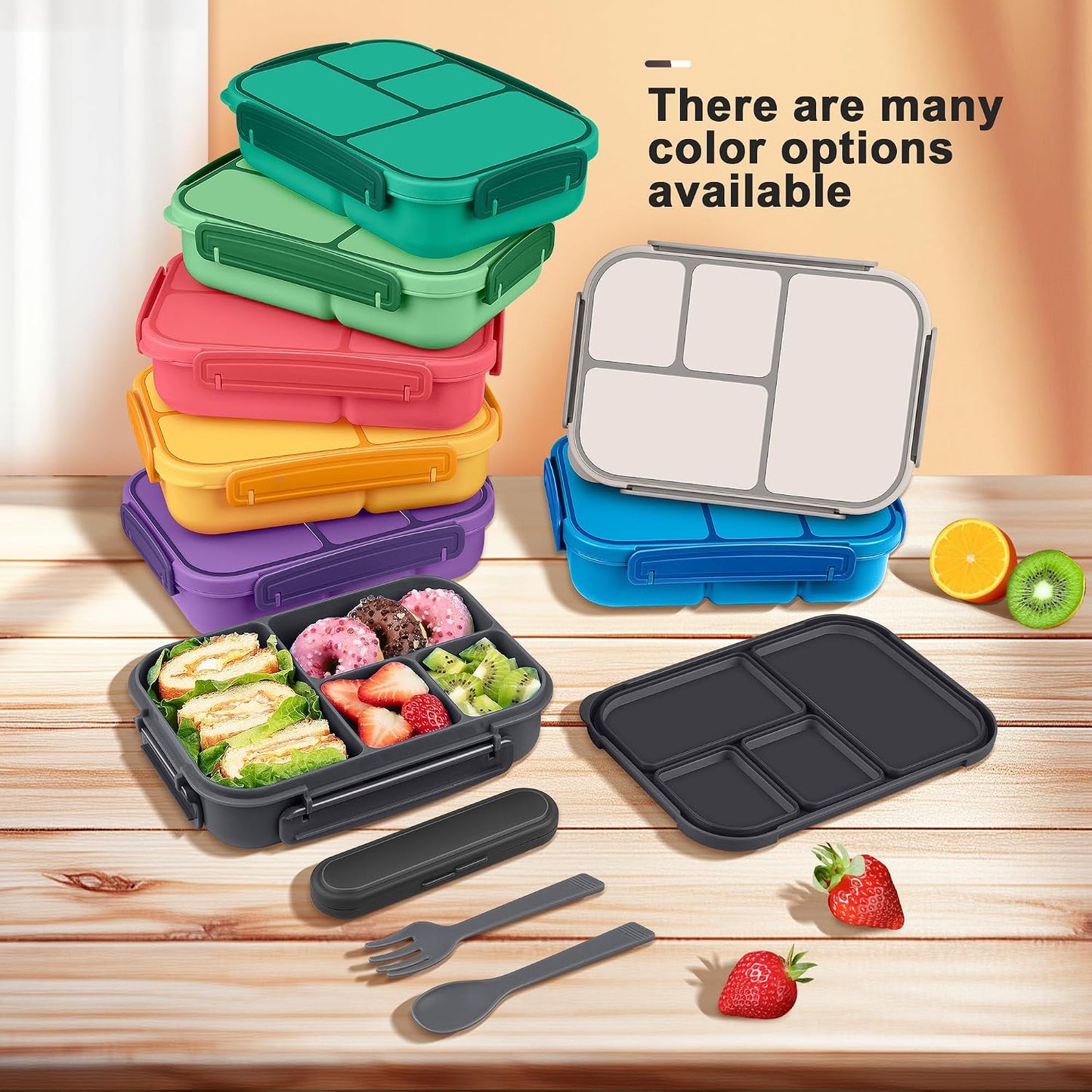 Amathley Lunch Box Kids,Bento Box Adult,Leakproof Lunch Containers for Adults/Kids/Toddler,1200ML-4 Compartments bento Lunch box with Utensil,Microwave & Dishwasher & Freezer Safe (Pink Berry)