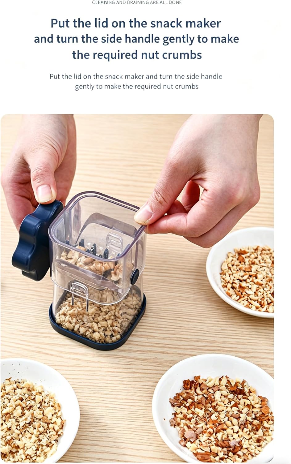 Manual Nut Chopper & Grinder with Handle – Hand Crank Nut Crusher for Walnuts, Peanuts, Chocolate & Dry Fruits – Easy Clean, Food Prep Tool for Baking & Desserts