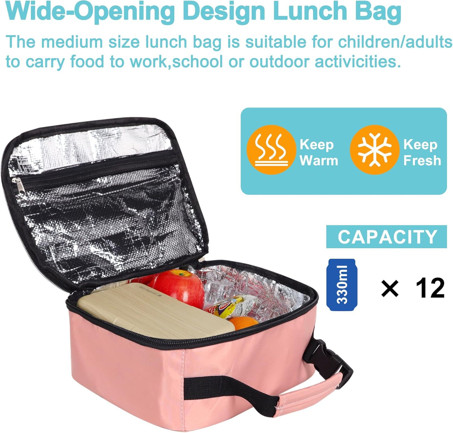 esouler Lunch Box Kids Insulated Lunch Bag for Boys & Girls Durable Children Lunchbox for School with Water Bottle Holder-Black