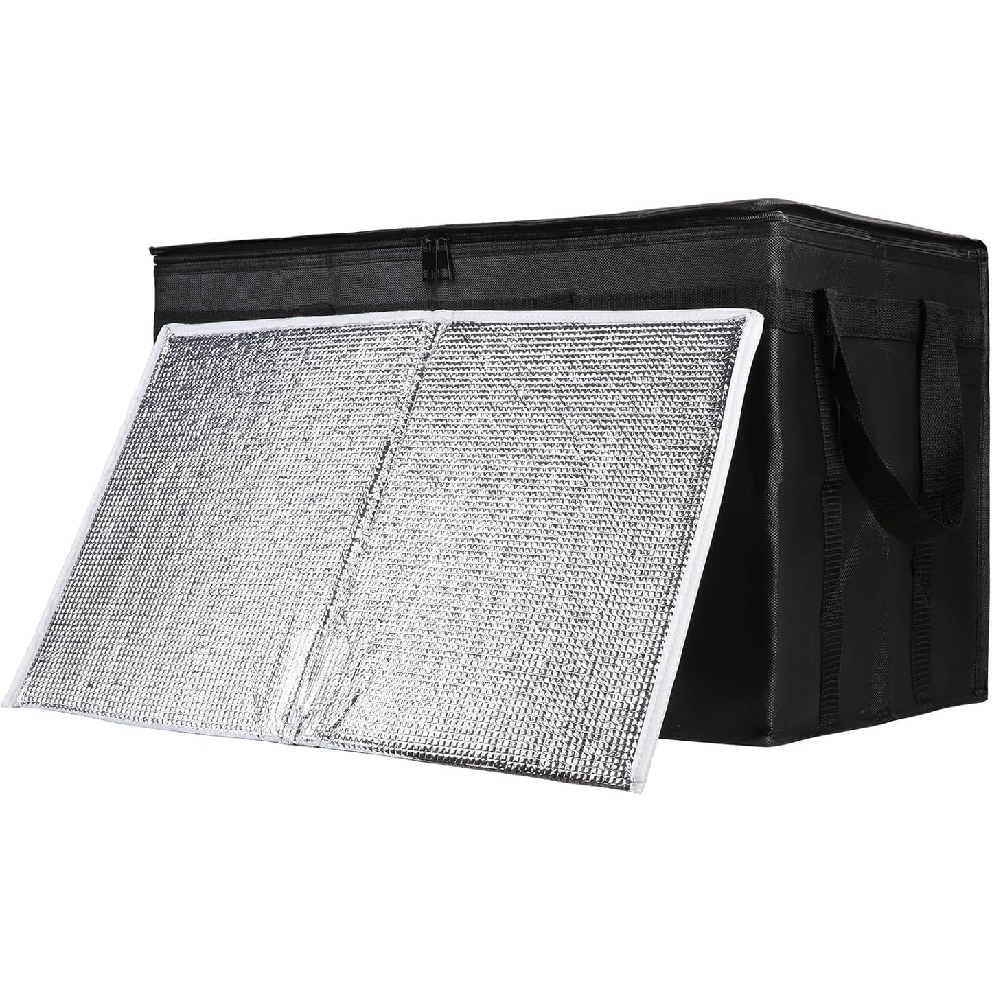 Insulated Food Delivery Bag, XXXL Insulated Reusable Grocery Cooler/Hot Bags, Tote Bag for Shopping/Travel/Doordash, Catering Bag Doordash 22x14x13, Black, 1-Pack