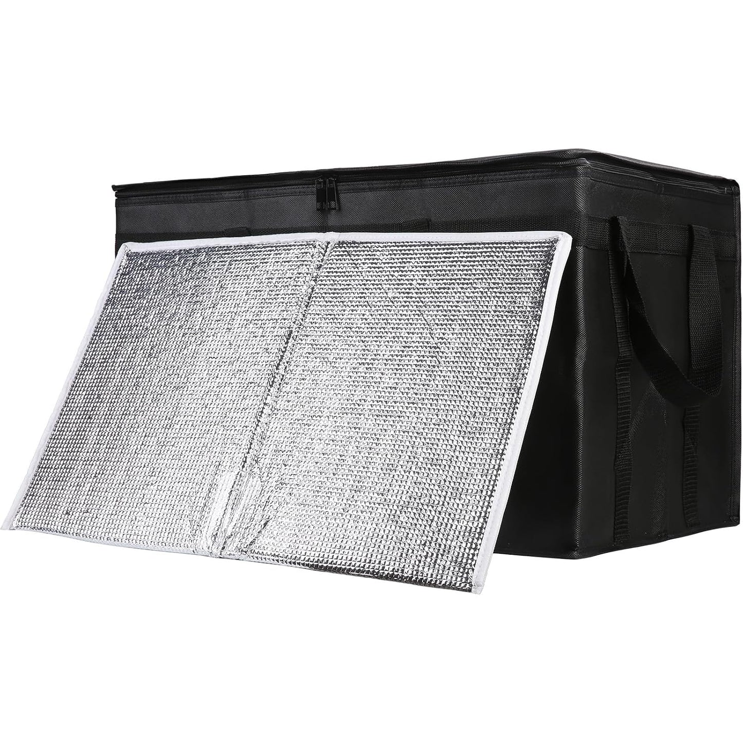 Insulated Food Delivery Bag, XXXL Insulated Reusable Grocery Cooler/Hot Bags, Tote Bag for Shopping/Travel/Doordash, Catering Bag Doordash 22x14x13, Black, 1-Pack