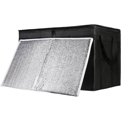 Insulated Food Delivery Bag, XXXL Insulated Reusable Grocery Cooler/Hot Bags, Tote Bag for Shopping/Travel/Doordash, Catering Bag Doordash 22x14x13, Black, 1-Pack