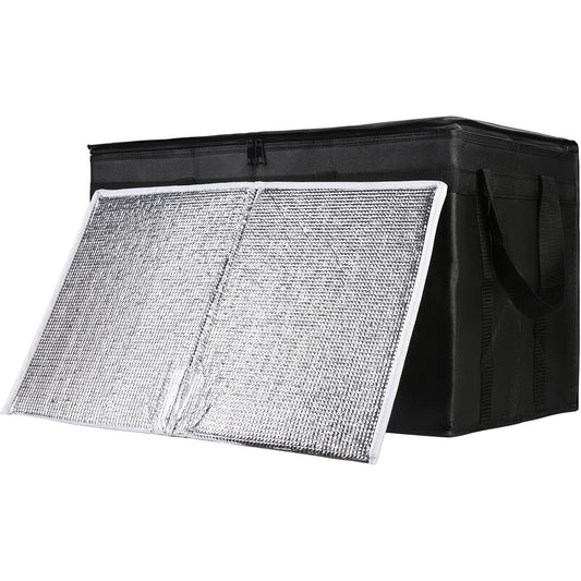 Insulated Food Delivery Bag, XXXL Insulated Reusable Grocery Cooler/Hot Bags, Tote Bag for Shopping/Travel/Doordash, Catering Bag Doordash 22x14x13, Black, 1-Pack