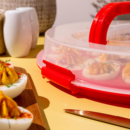 Deviled Egg Containers with Lid & Handles, 22-Count Portable Carrier, Dishwasher Safe Tray, Refrigerator Storage, High-Capacity Trays Deviled Egg Holder - Blue