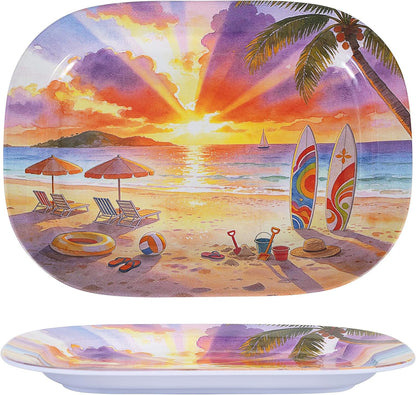 2 Pack Extra Large 17.5 Inch White Serving Trays – Reusable Melamine Platters for Parties, Snacks & Cookies, Durable Food Serving Dishes for Entertaining, Pantry & Kitchen Use White