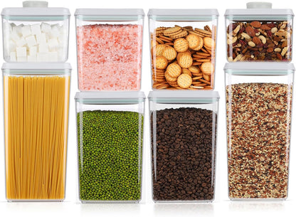 Melovom Pop Airtight Food Storage Container with Lid, 4L/4.2qt Large Cereal Flour Sugar Storage Container with Scoop, One Button Opening, BPA-Free, Kitchen Pantry Organization and Storage