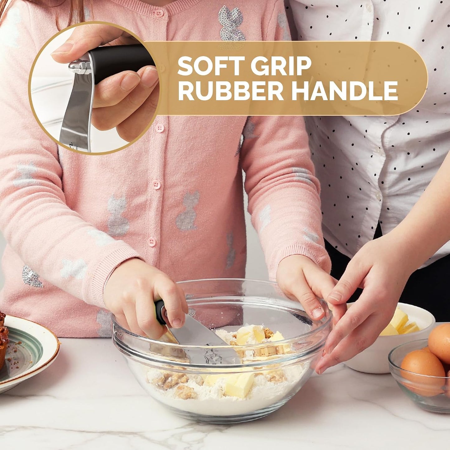 Zulay Premium Multi-purpose Stainless Steel Bench Scraper & Chopper, Easy to Read Etched Markings for Perfect Cuts, Quick & Easy Multi-use Dough Scraper, Dough Cutter & Pastry Scraper (Black)