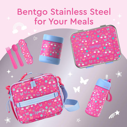 Bentgo Kids Stainless Steel Food Jar - 11oz Leak-Proof Double Insulated Hot or Cold Food Container with Removable Silicone Bumper, Dishwasher Safe, Easy Open Lid, Ages 3+ (Trucks)