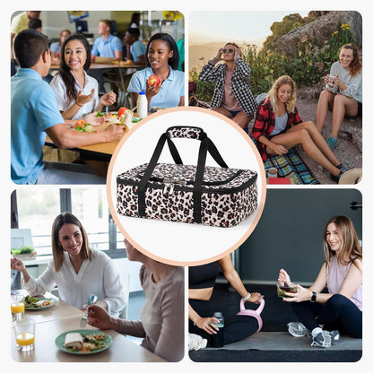 Insulated Casserole Carrier - Portable Casserole Carrier for Hot or Cold Food, Lasagna Holder for Parties,Picnic,Cookouts,Traveling - Fits 9" x 13" Baking Dish (Beige)