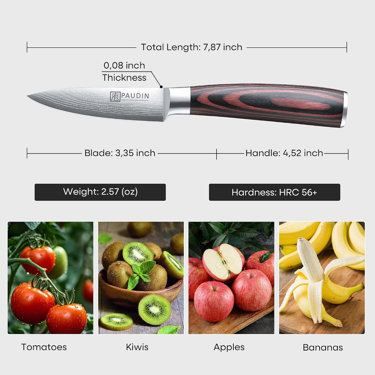 PAUDIN Cheese Knife, 5” Serrated Knife for Block Cheese,Sharp Tomato Knives