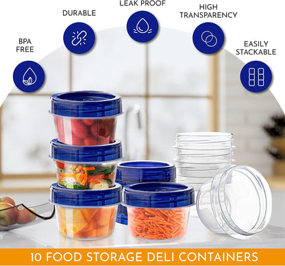 Soup Freezer Food Storage Containers With Screw On Lids [16 Oz -10 Pack] Reusable Plastic Container leak proof, Airtight, Stackable, Microwave Safe BPA Free